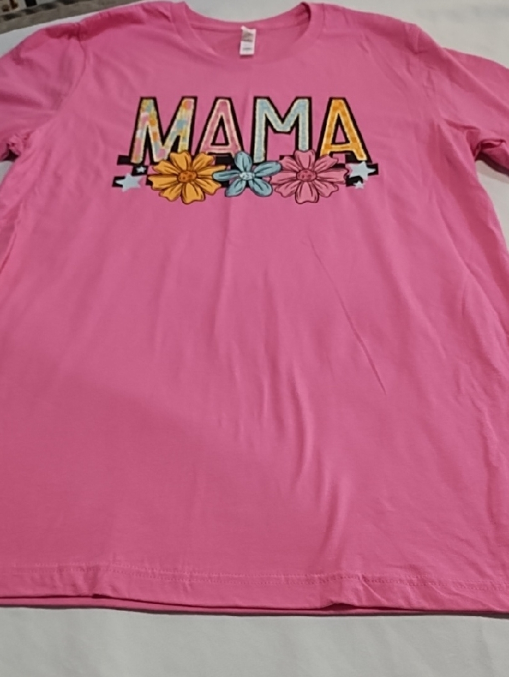 Bella Canvas Pink "MAMA" Floral Graphic Tee Large NWOT